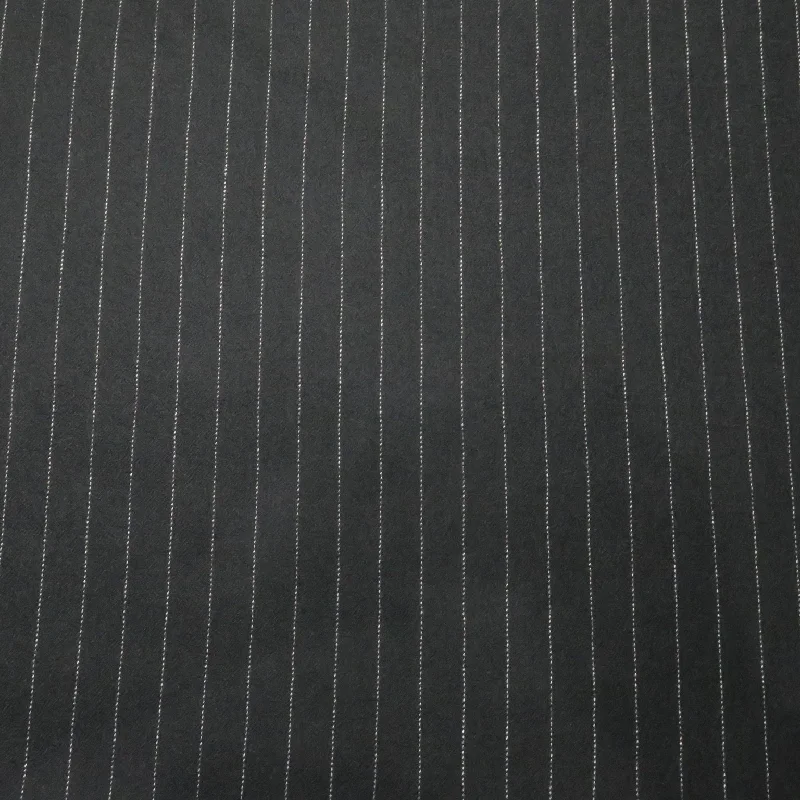 Midnight Black with White Pin Stripes Worsted Wool Suiting Fabric Luxury unclassified dresses