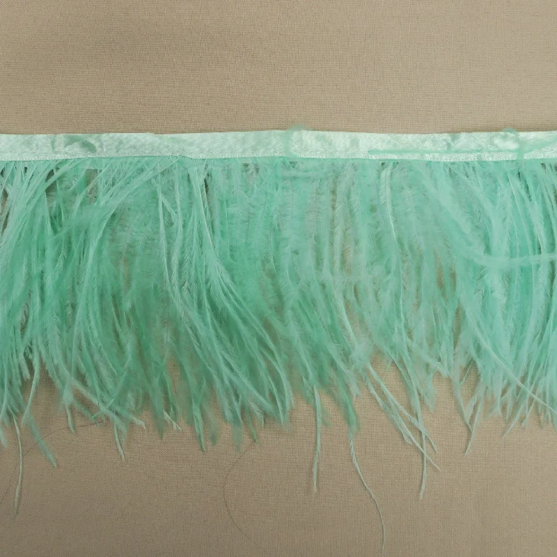 Mint Ostrich Feather Trim 2 PLY Ruched unclassified dresses