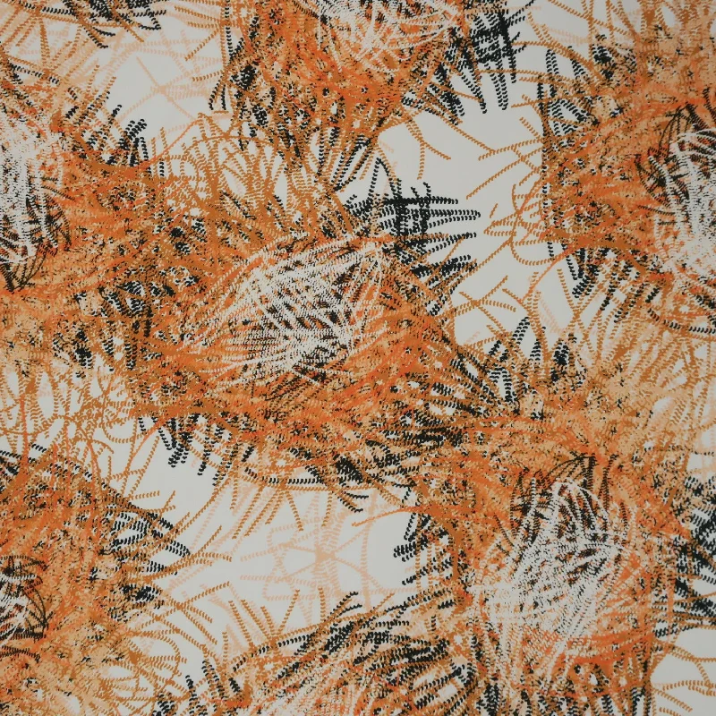 Orange Abstract on White Background Charmeuse Polyester Fabric Printed unclassified dresses