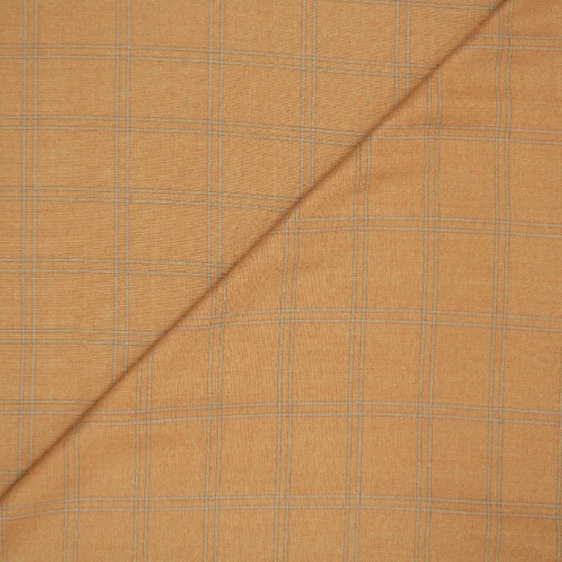 Orange and Beige Windowpane Wool Suiting Fabric Short unclassified dresses