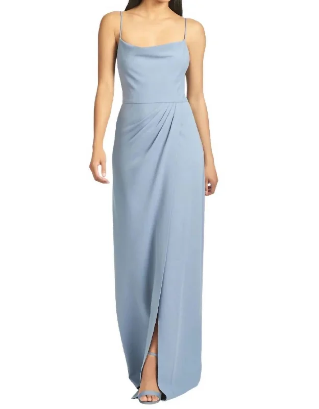 Paulina Gown In Slate Blue Monochrome unclassified dresses