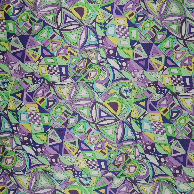 Purple, Blue and Green Abstract Printed Silk Charmeuse Fabric Color block unclassified dresses