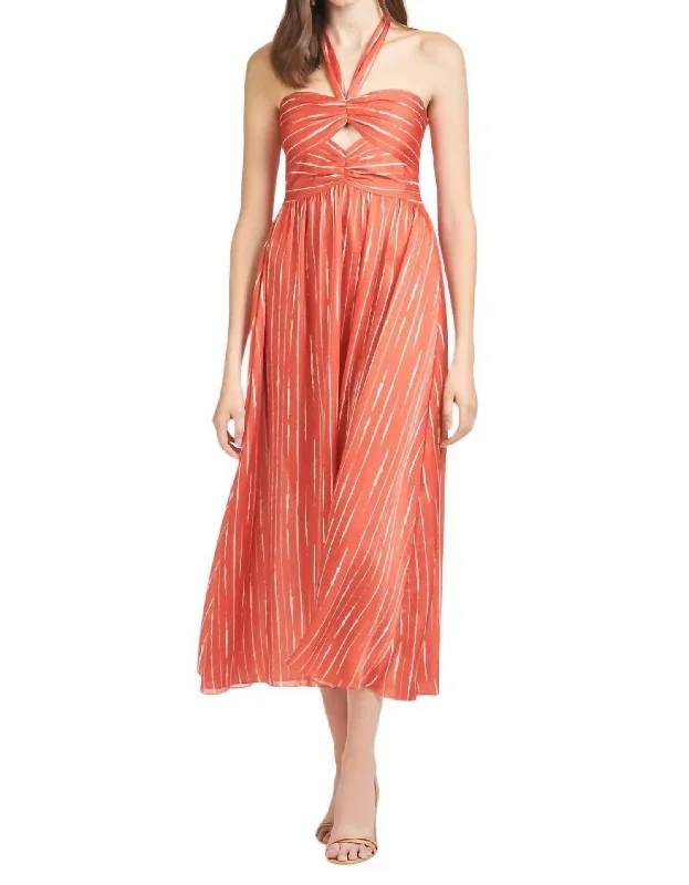 Reid Dress In Orange Shibori Stripe Sequin unclassified dresses