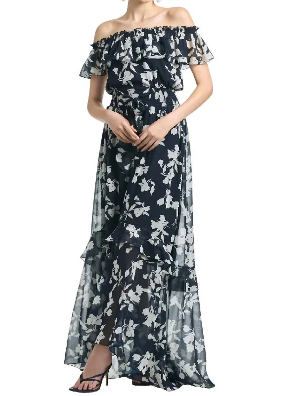 Riley Dress In Navy Venetia Petal Velvet unclassified dresses