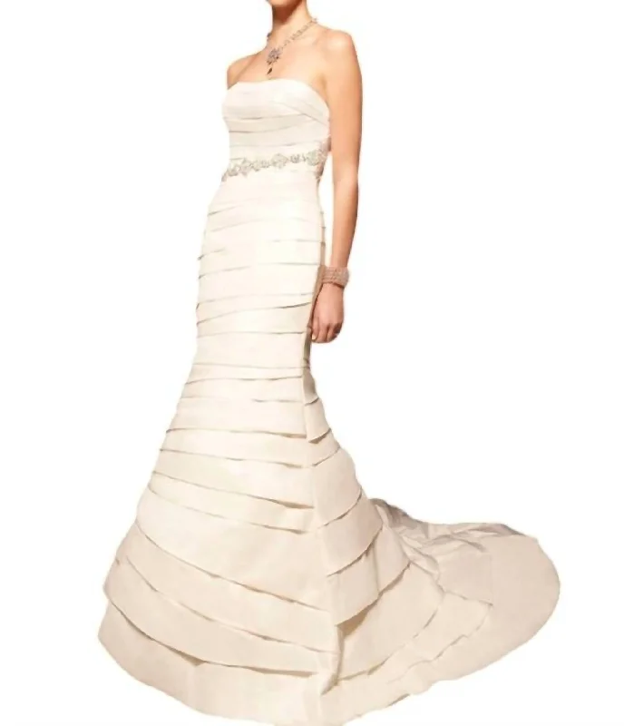 Strapless Layered Gown In Ivory Elegant unclassified dresses