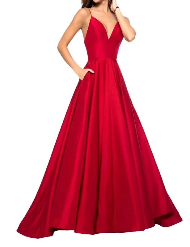 Taffeta A-Line Gown In Red High-low unclassified dresses