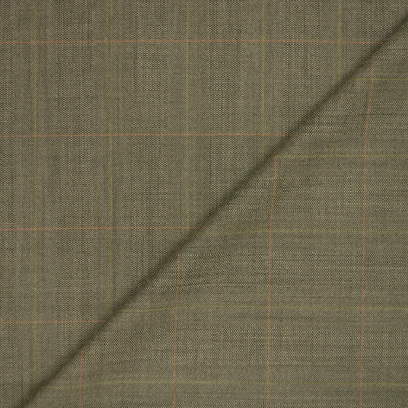 Taupe and Orange Windowpane Wool Suiting Fabric Cotton unclassified dresses