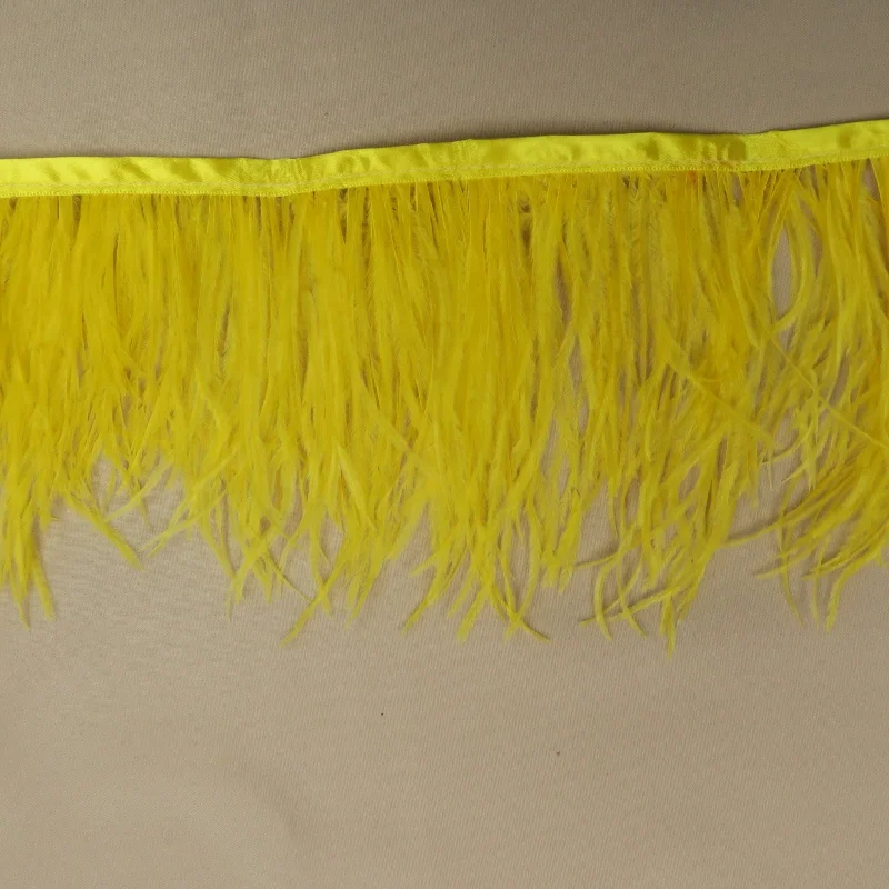 Yellow Ostrich Feather Trim 2 PLY Smocked unclassified dresses