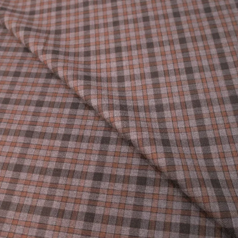 2.5 YDS Gray and Brown Check Tartan Windowpane Superfine Wool Loro Piana Fabric Luxury unclassified dresses