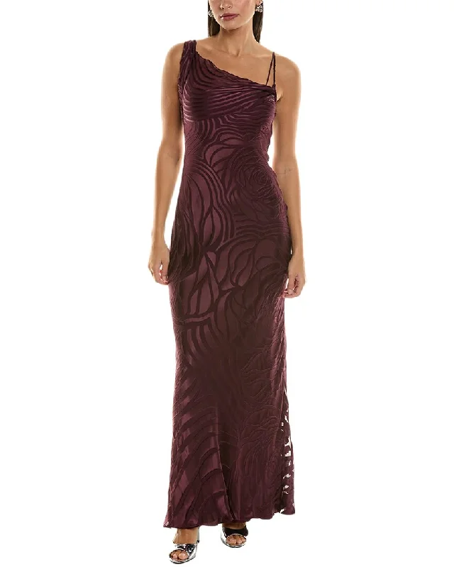 Alberta Ferretti Satin Burnout Silk-Blend Gown Open-back unclassified dresses