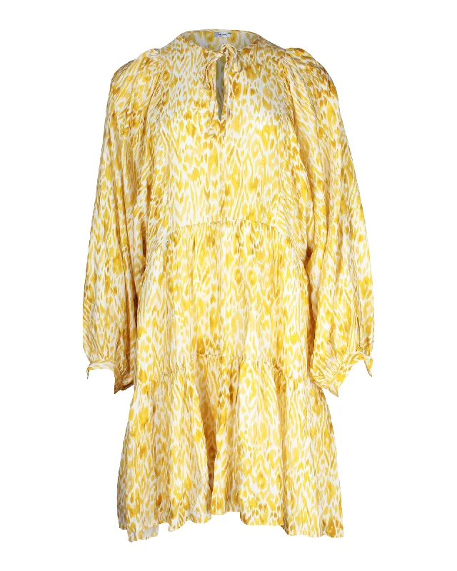 Anine Bing Marigold Leo Madison Dress in Yellow Viscose Embroidered unclassified dresses