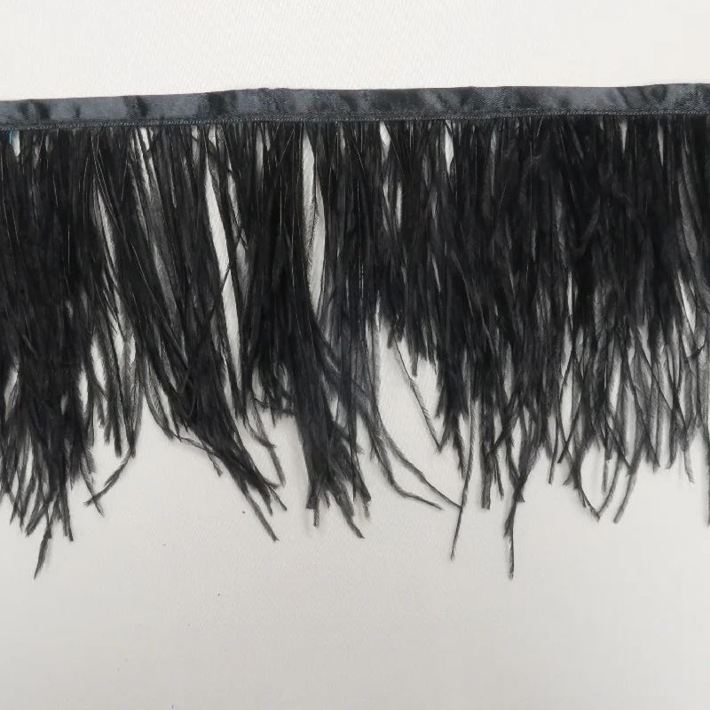 Black Ostrich Feather Trim 2 PLY Silk unclassified dresses