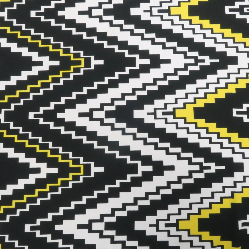 Black, White and Yellow Chevron Printed Jersey Stretch Fabric Party unclassified dresses