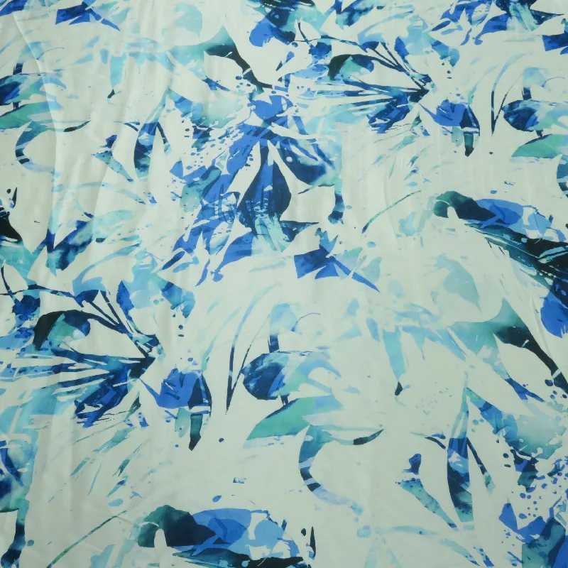 Blue and Aqua Paint Splashes on a White Background Printed Silk Charmeuse Fabric Luxury unclassified dresses