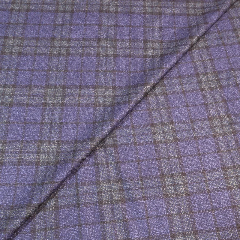 Blue and Light Brown Windowpane Luxury Wool and Silk Jacketing Dormeuil Fabric Festival unclassified dresses