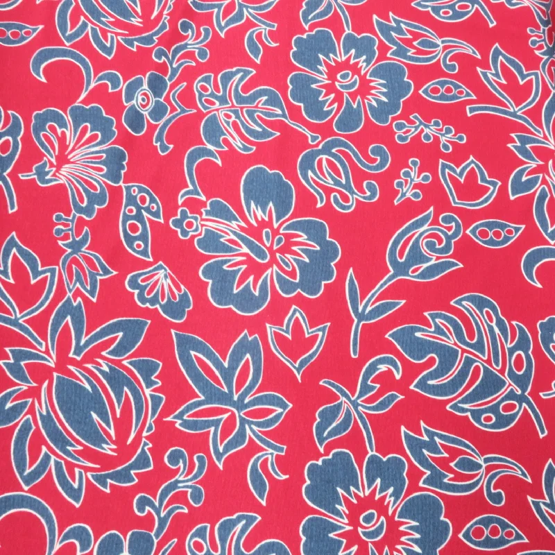 Blue Flowers on a Red Background Printed Jersey Stretch Fabric Vacation unclassified dresses