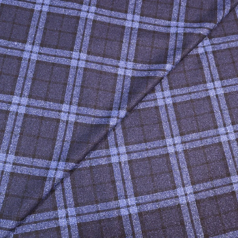 Blue Windowpane Luxury Wool and Silk Jacketing Dormeuil Fabric Travel unclassified dresses