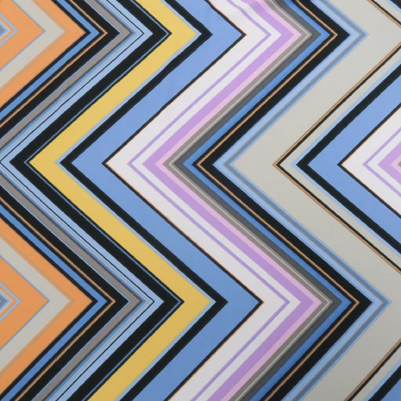 Blue, Yellow and Purple Chevron Printed Jersey Stretch Fabric Breathable unclassified dresses