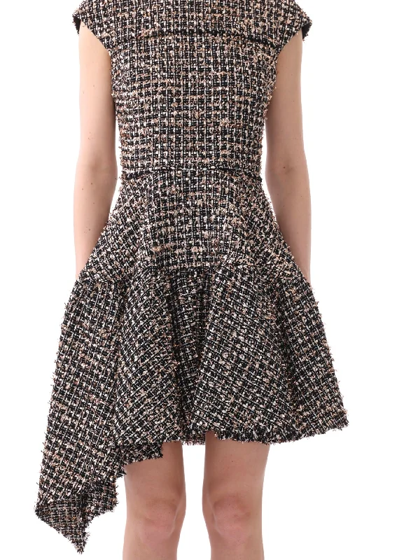 Cap Sleeve Cotton Tinsel Tweed Dress Halter unclassified dresses