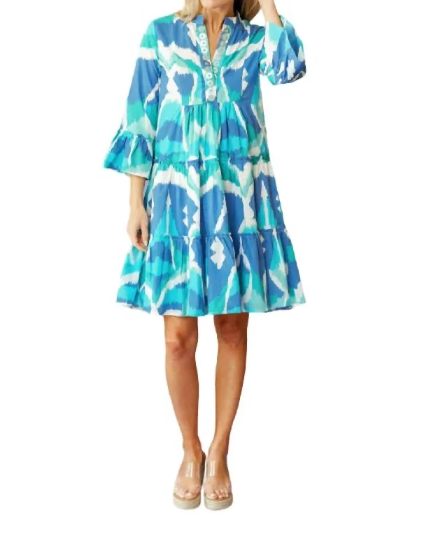 Caty Dress In Cerulean Watercolor Ikat Women's unclassified dresses