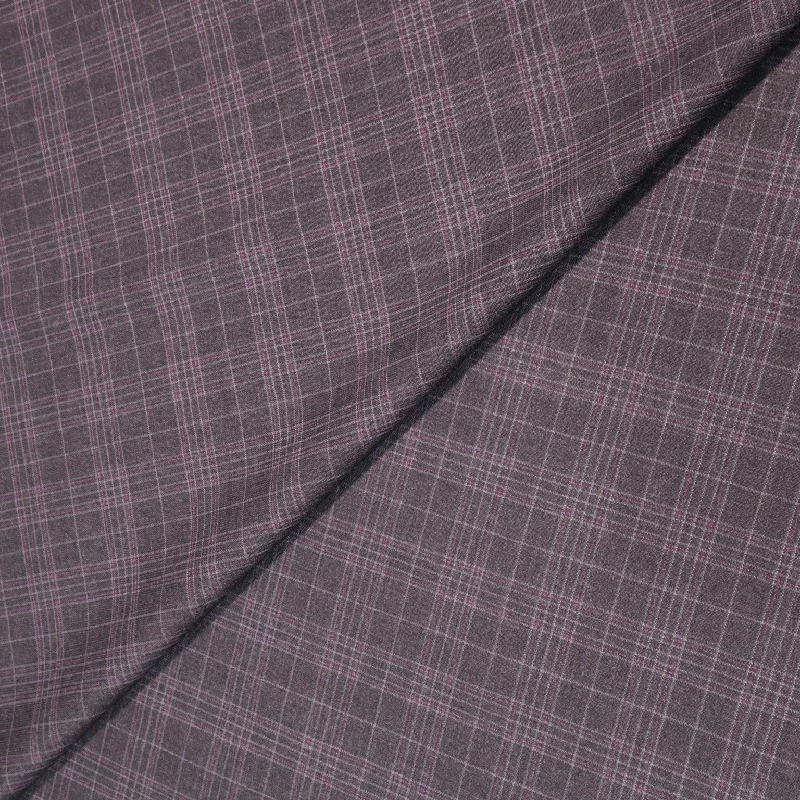 Dark Grey Plaid Voyage Wool Dormeuil Fabric Spring unclassified dresses