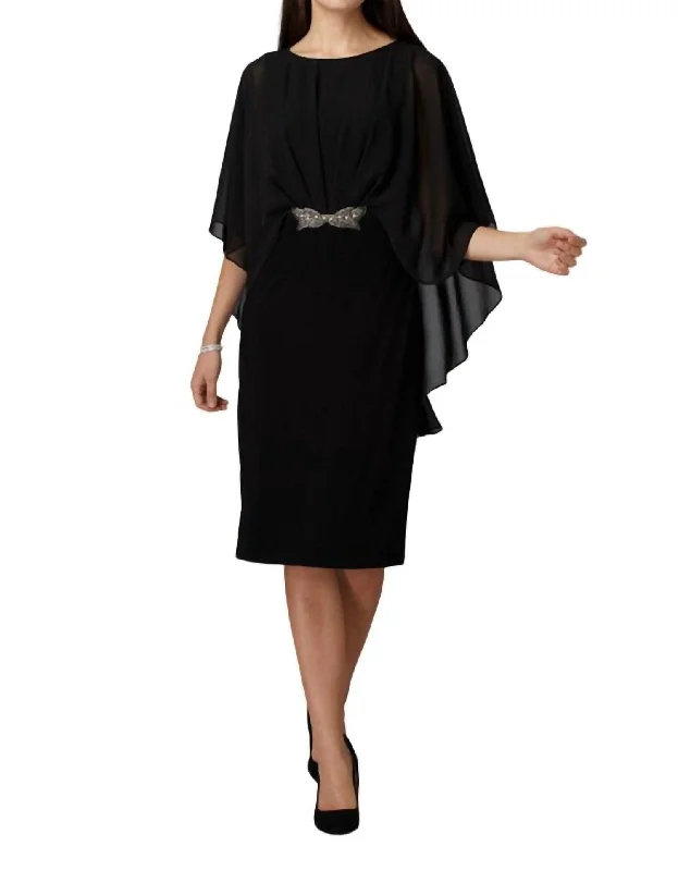 Drape Sheer Overlay Dress In Black Vintage unclassified dresses