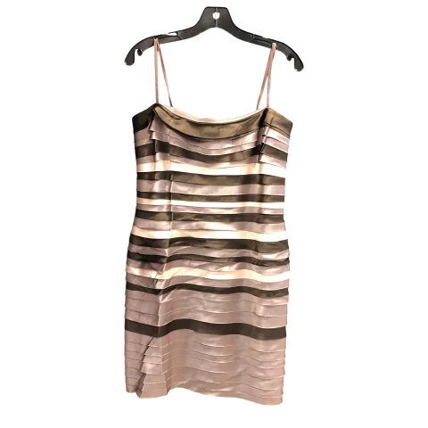 Dress Designer By Bcbgmaxazria In Brown & Cream, Size: 12 Long unclassified dresses