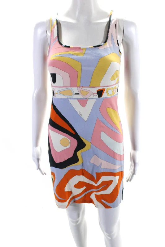 Emilio Pucci Womens Abstract Jersey Sleeveless Sheath Dress Multicolor Wedding guest unclassified dresses