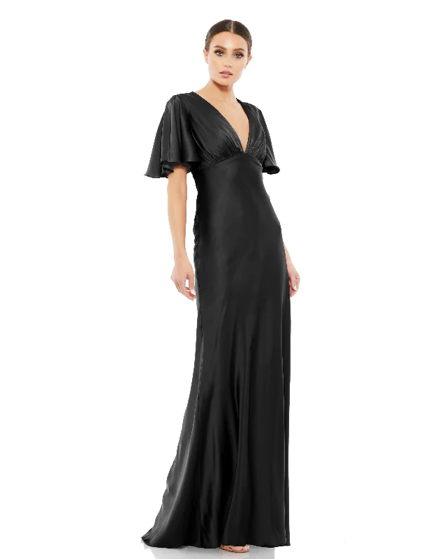 Flounce V-Neck Charmeuse Gown Plus size unclassified dresses