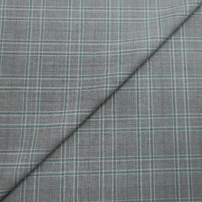 Gray and Teal Windowpane Texture Amadeus 365 Wool Dormeuil Fabric Sexy unclassified dresses