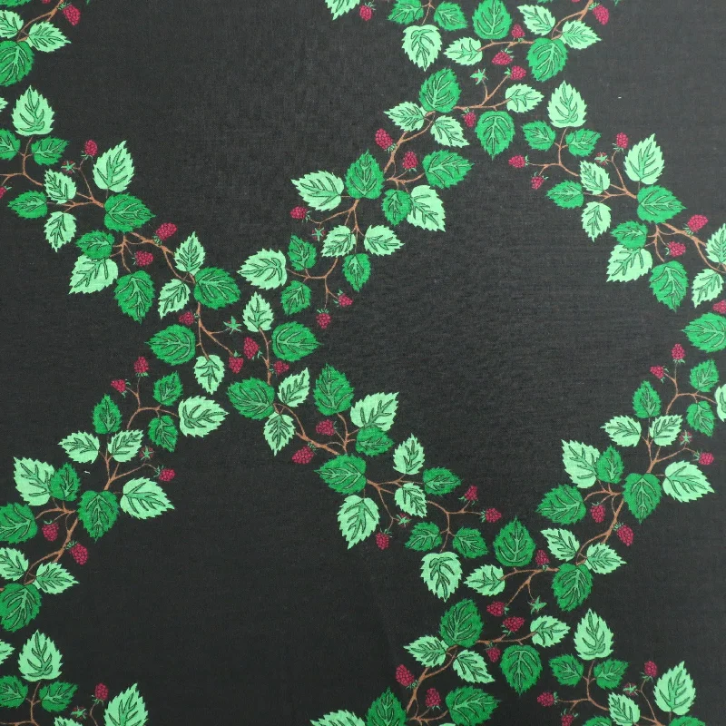 Green Leaves on Black Background Cotton Blended Broadcloth Denim unclassified dresses