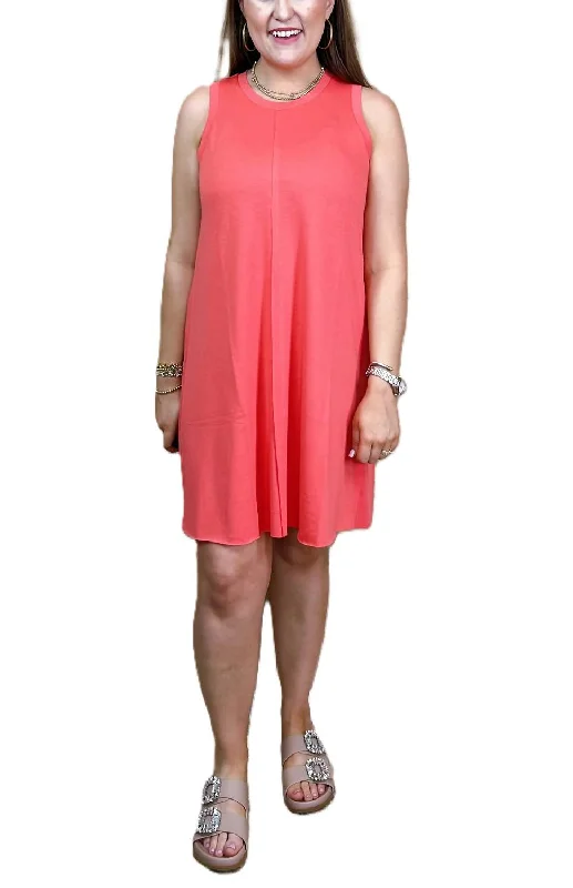 Inman Ribbed Dress In Coral Pink Summer unclassified dresses