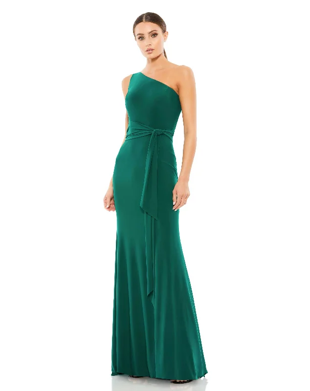 Jersey One Shoulder Belted Trumpet Gown Y2K unclassified dresses