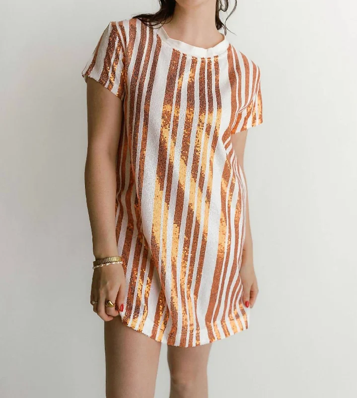 Julia Dress In Orange/white Long unclassified dresses