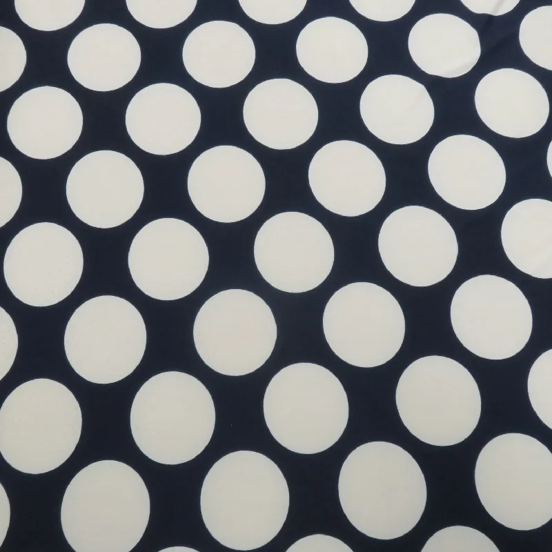 Large White Polka Dots on a Navy Blue Background Printed Spandex Stretch Fabric Best-selling unclassified dresses