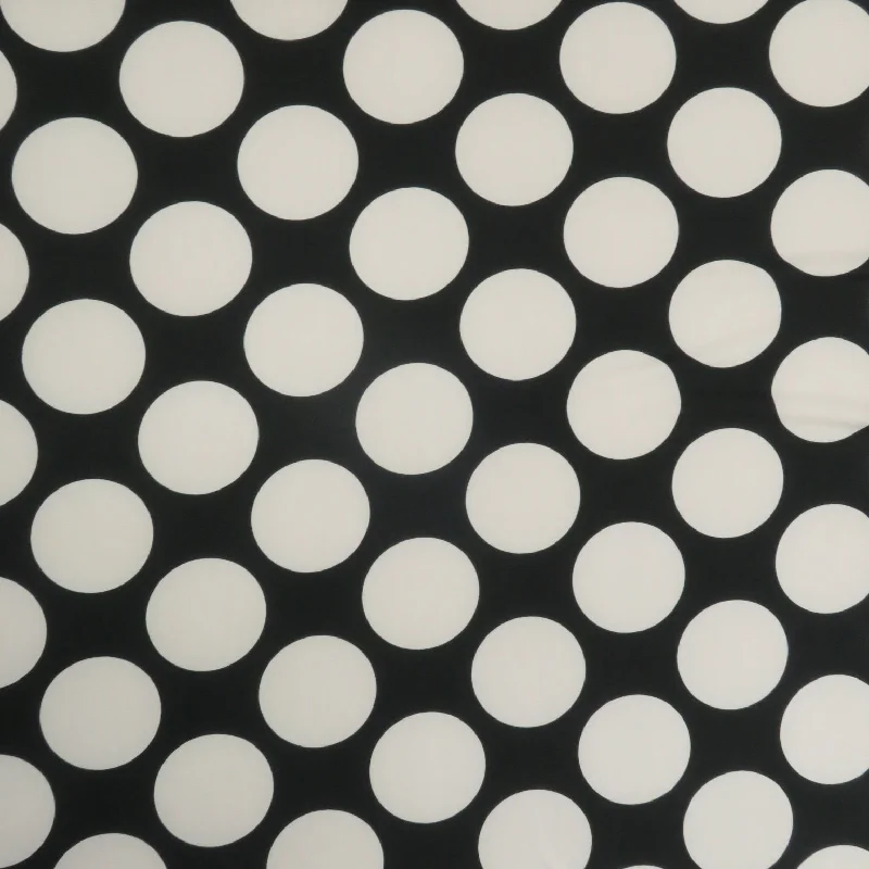 Large White Polka Pots on a Black Background Printed Spandex Stretch Fabric Everyday wear unclassified dresses