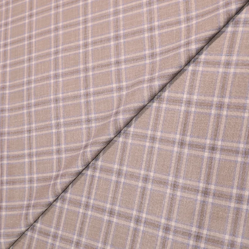 Light Gray Plaid Wool Silk and Linen Cosmos Jacketing Dormeuil Fabric Stretchy unclassified dresses