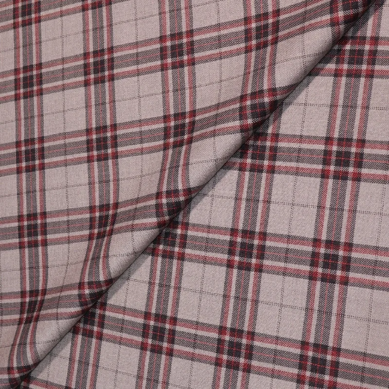 Light Gray Tartan Wool and Silk Dorsilk Jacketing Dormeuil Fabric Dark color unclassified dresses