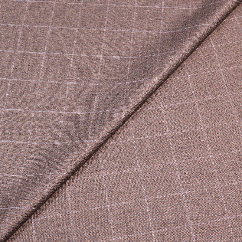 Medium Gray Windowpane Wool and Silk Dorsilk Jacketing Dormeuil Fabric Earthy tone unclassified dresses