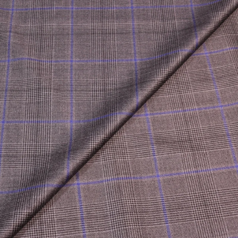 Medium Gray with Blue Windowpane Glen Wool Amadeus 365 Dormeuil Fabric Monochrome unclassified dresses