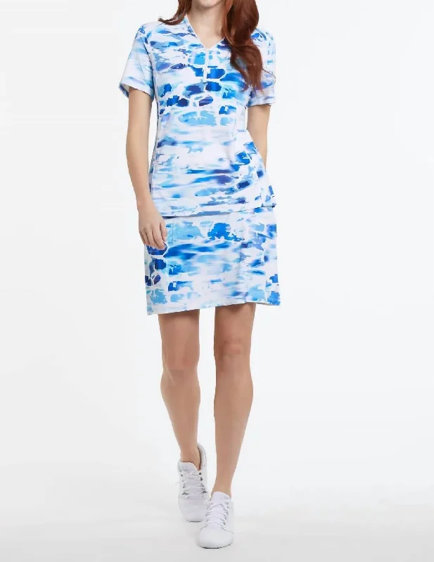 Ocean Waves Performance Dress In Blue & White Earthy tone unclassified dresses