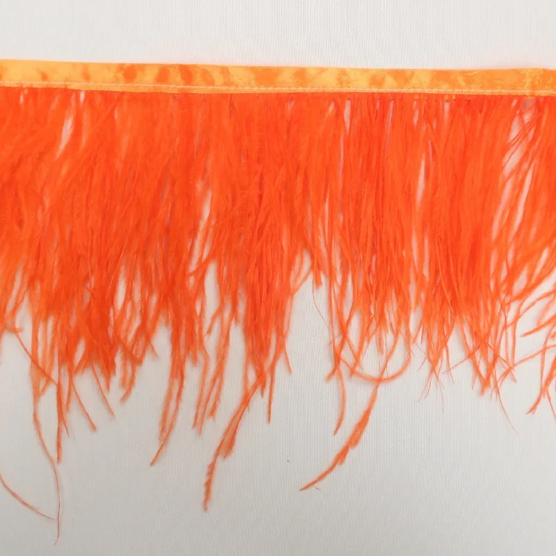 Orange Ostrich Feather Trim 2 PLY Mesh unclassified dresses