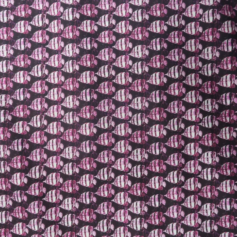 Pink Fish on Purple Background Printed Cotton Cotton unclassified dresses