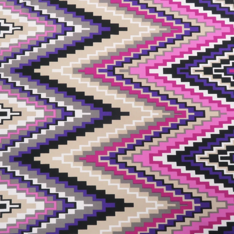 Pink, Purple and Beige Chevron Printed Jersey Stretch Fabric Lightweight unclassified dresses