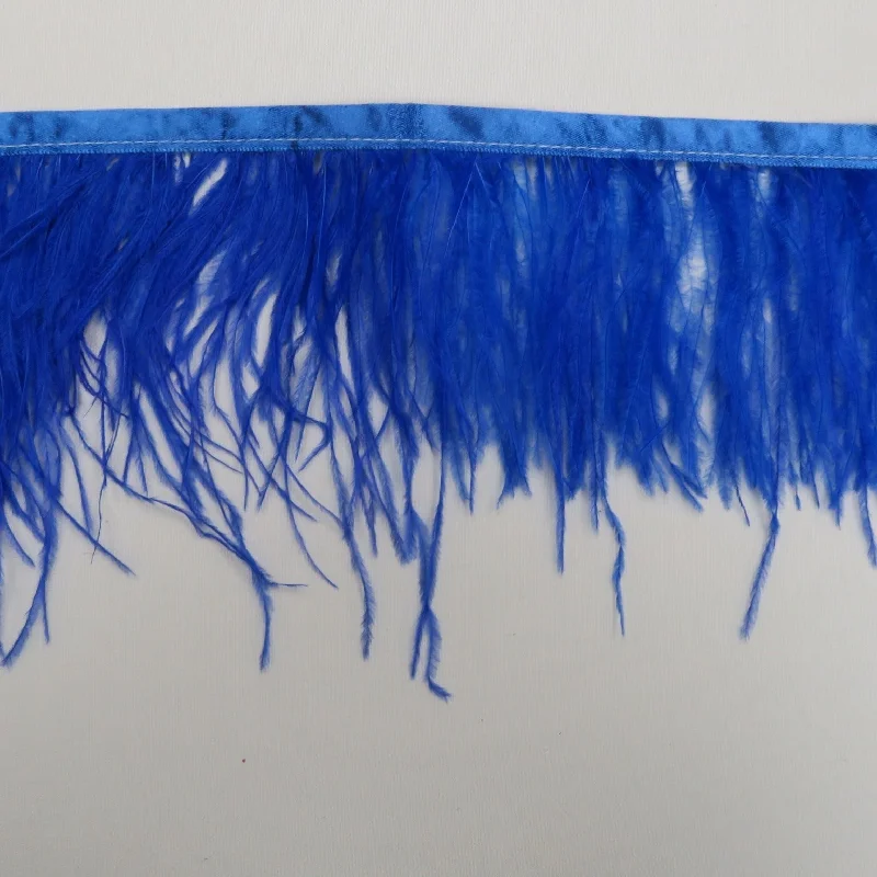 Royal Blue Ostrich Feather Trim 2 PLY Satin unclassified dresses