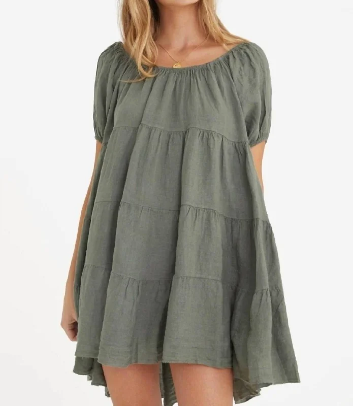 Sabrina Linen Dress In Olive Wedding guest unclassified dresses