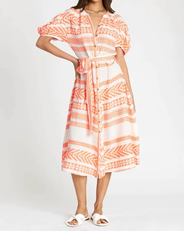 Sera Dress In Orange Print Bold pattern unclassified dresses