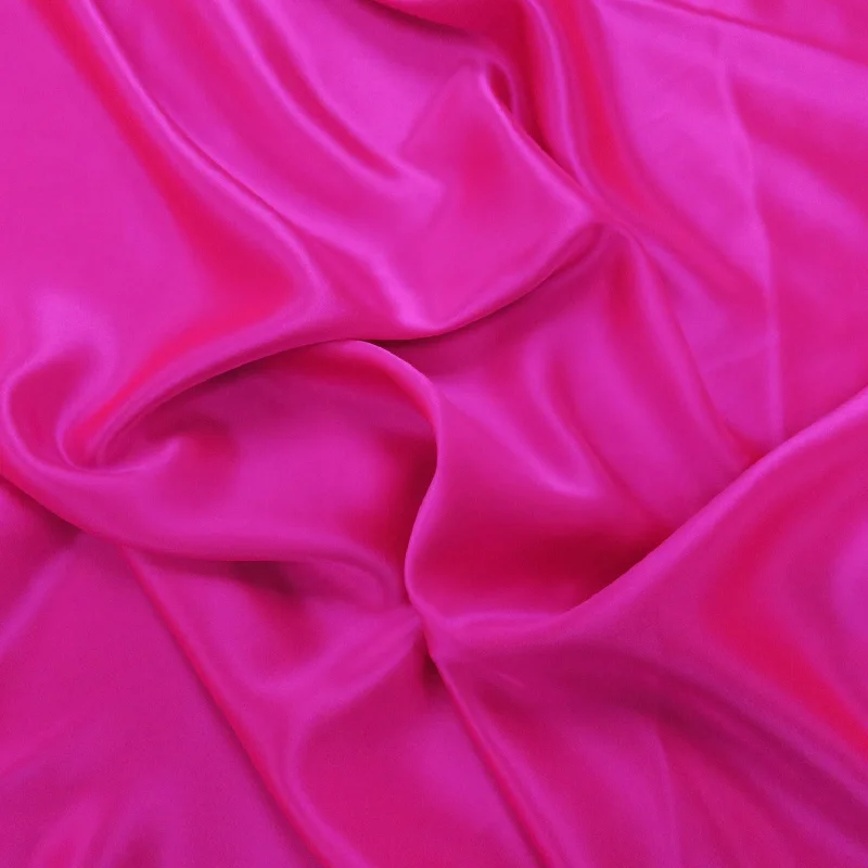 Silk Charmeuse Fabric Fuchsia Solid 54" 19mm Breathable unclassified dresses