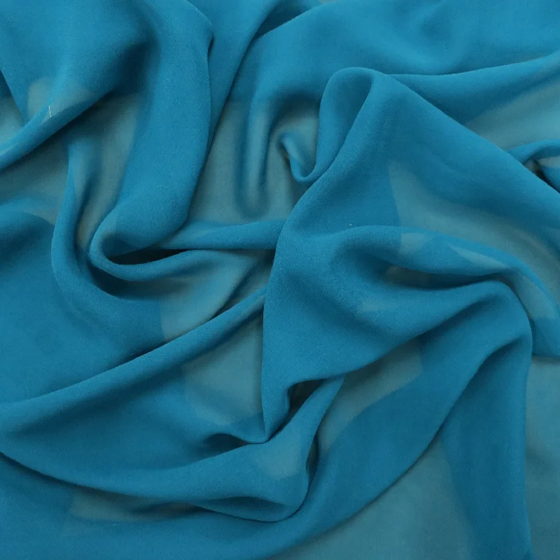 Silk Georgette Chiffon Fabric 54" Teal Solid 10mm 100% Silk Sleeveless unclassified dresses