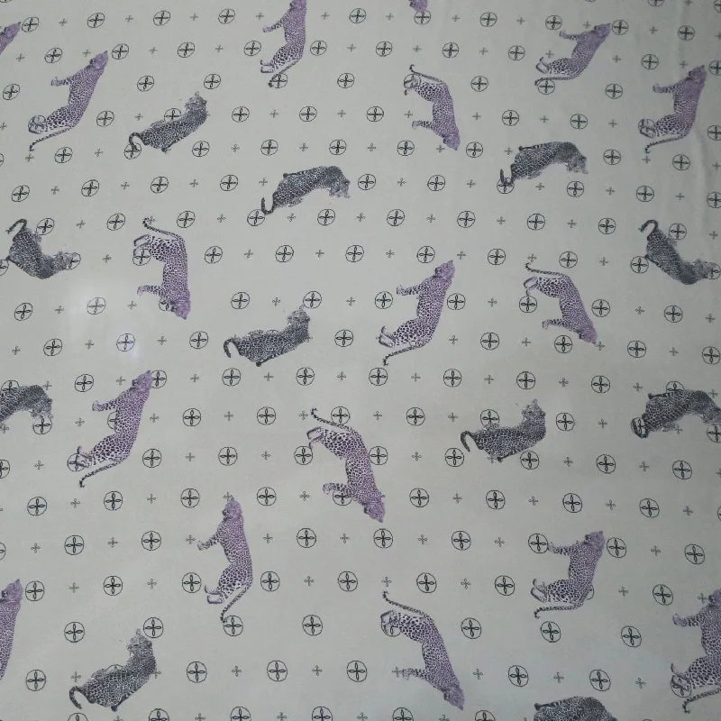 Silver Background with Lavender Tiger Print Polyester Fabric Color block unclassified dresses